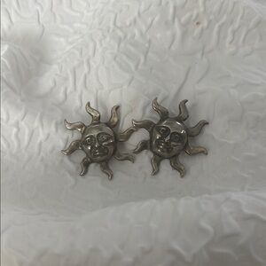 Silver Sun Face Earrings